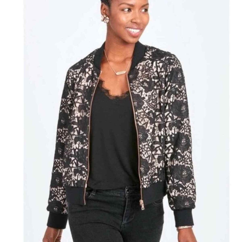 Stella & Dot lace bomber jacket